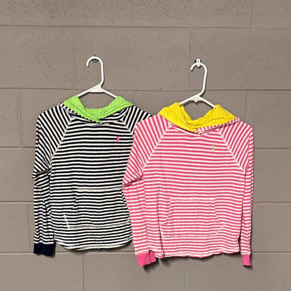 Polo by Ralph Lauren Kids Long Sleeve Tees - Black and Pink Stripes